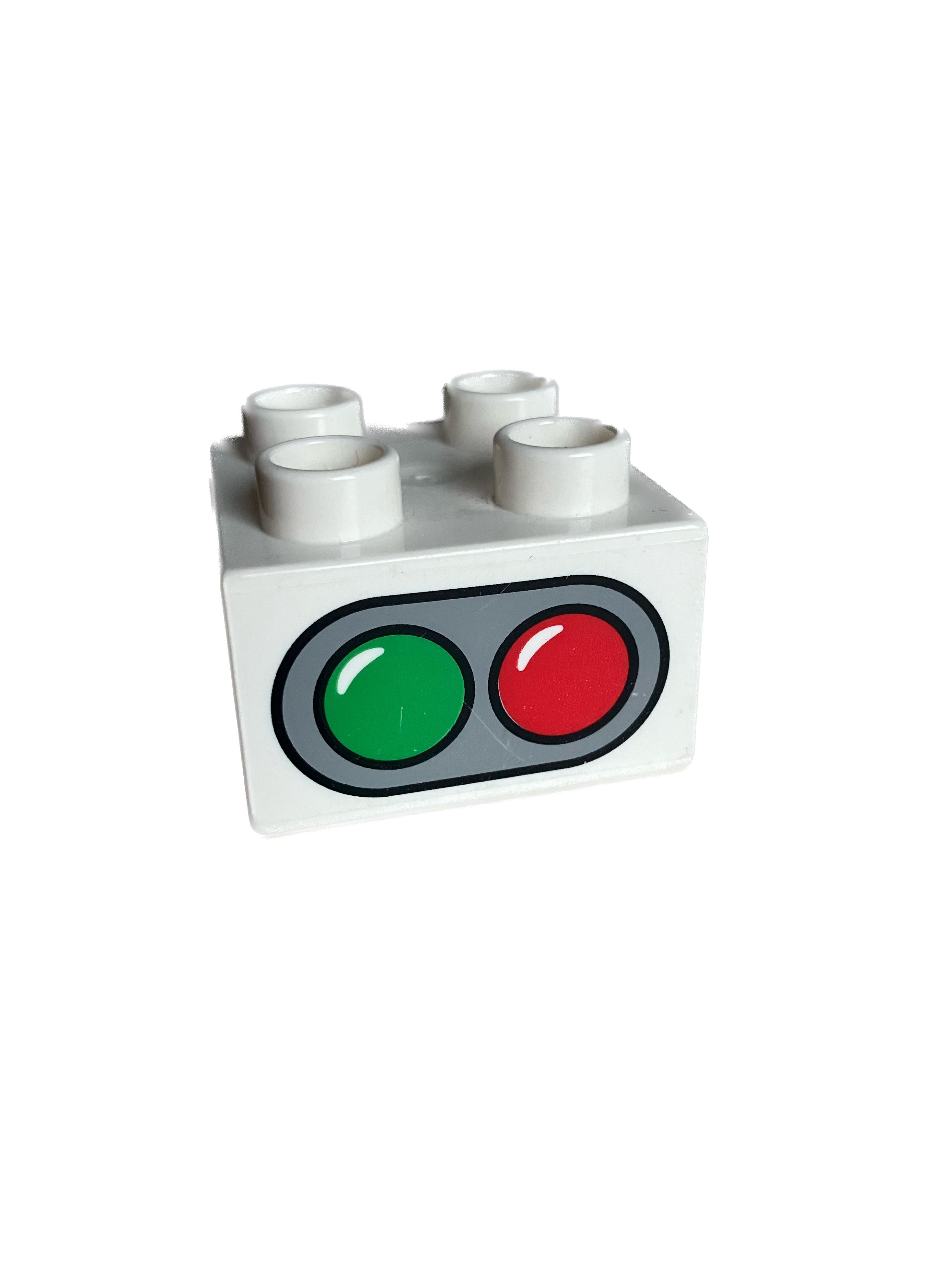 Lego Duplo kostka s potiskem zelená, červená